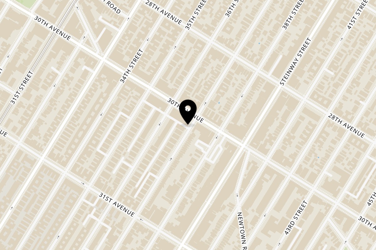 Map showing the location of BirchBuilt Beanery on 30-08 37th St in Astoria